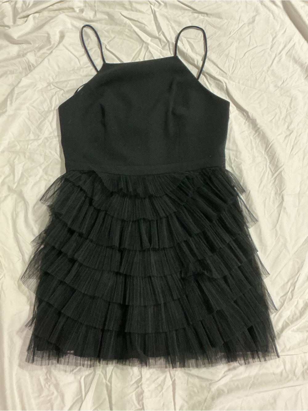 BCBGMaxAzria Black Tiered Tulle Mini Dress - Picture 1 of 3